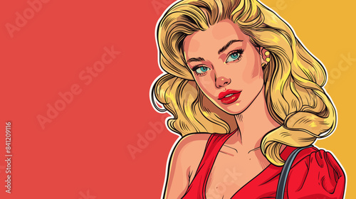 Beautiful blonde woman vector illustration in retro style pin up pop art