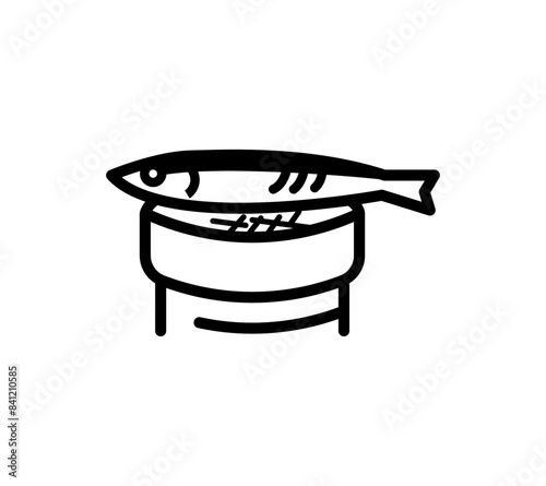 七輪で焼く魚のイラスト
