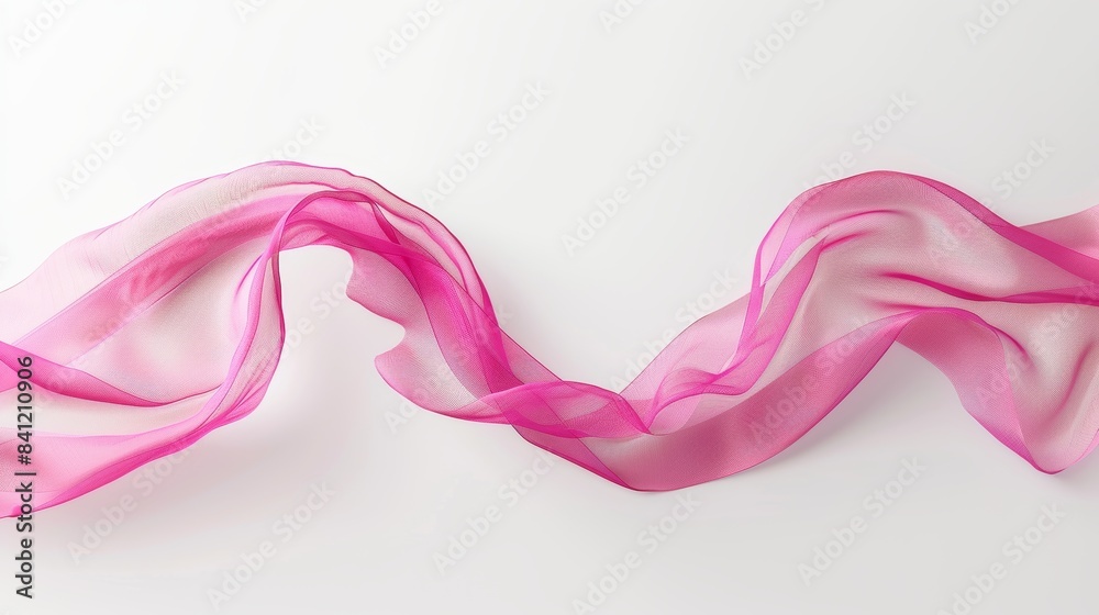 Artistic presentation of flowing pink fabric, elegantly captured mid-air against a pure white background, symbolizing softness and fluidity. Artistic presentation of flowing pink fabric, elegantly captured mid-air against a pure white background, symbolizing softness and fluidity.