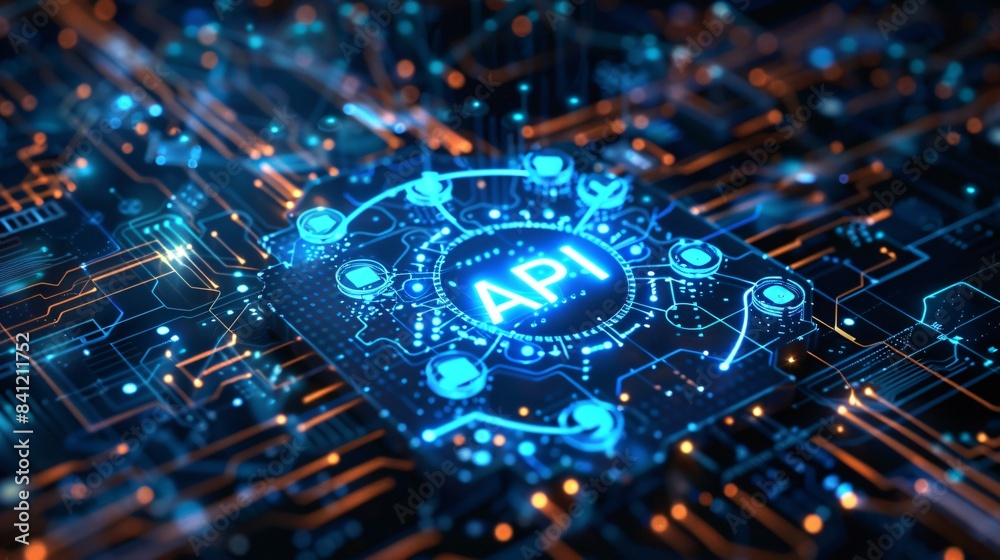 Close-up view of a futuristic API diagram Close-up view of a futuristic API diagram