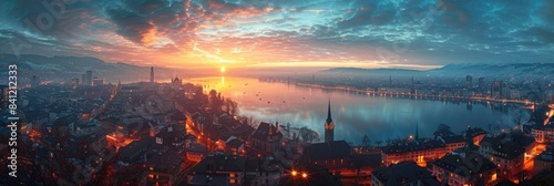 Zurich Skyline with Lake Zurich