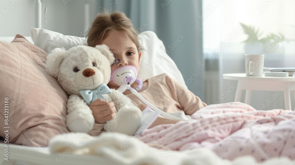 The girl with teddy bear The girl with teddy bear