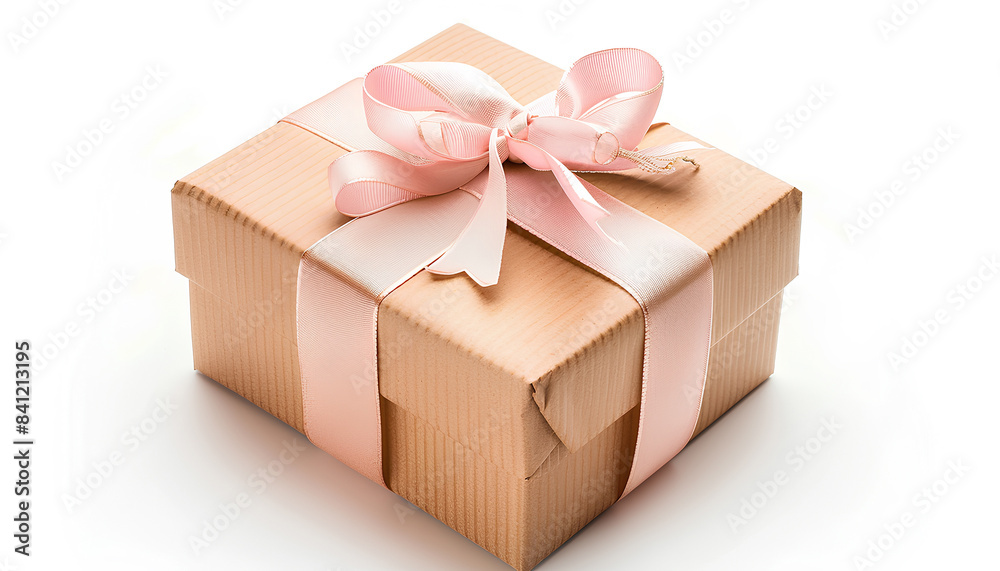 Obraz premium Gift box tied with satin ribbon isolated on white background