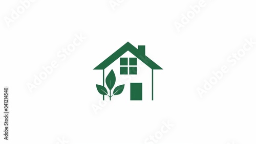 house logo for real estate agency, green colour, family, maximalism, shadows, white background