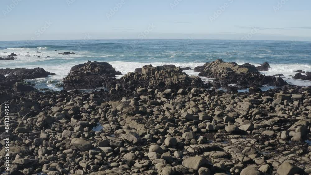 4K high detail dolly shot of California's rocky coast at Monterey Bay. 4K high detail dolly shot of California's rocky coast at Monterey Bay.