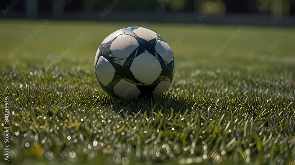 Fototapeta premium Close Up of a Football Ball on the Grass