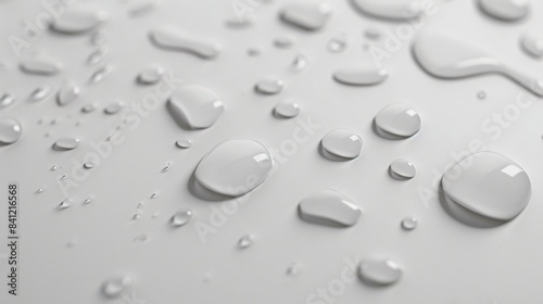 Water Drops On White Background Macro Photography