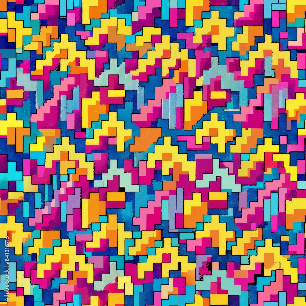 Seamless pattern of glitched-out patterns and textures, with elements overlapping and blending in unexpected ways, Generative AI Seamless pattern of glitched-out patterns and textures, with elements overlapping and blending in unexpected ways, Generative AI