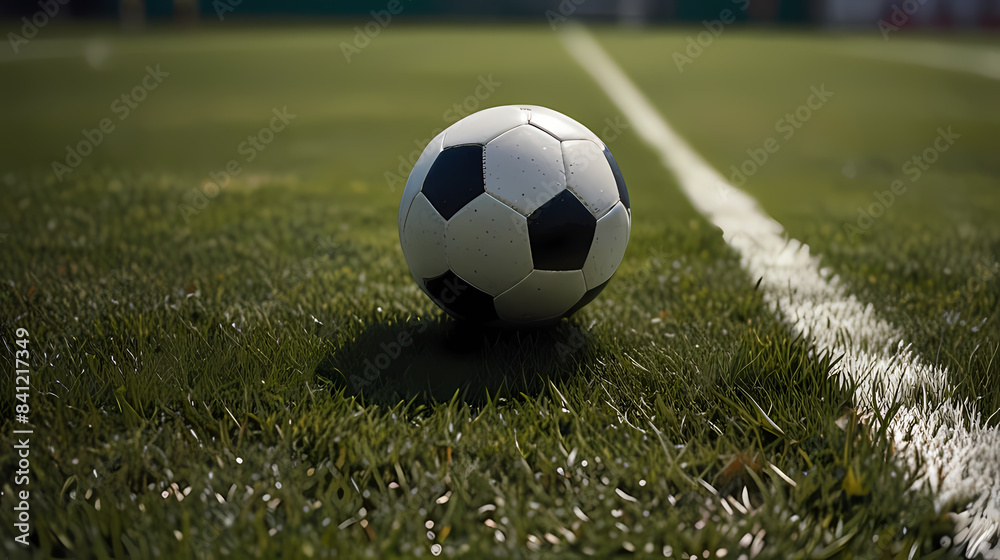 Fototapeta premium Close Up of a Football Ball on the Grass