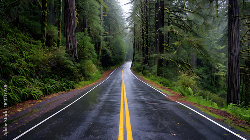 Scenic road in Redwood National Forest photo