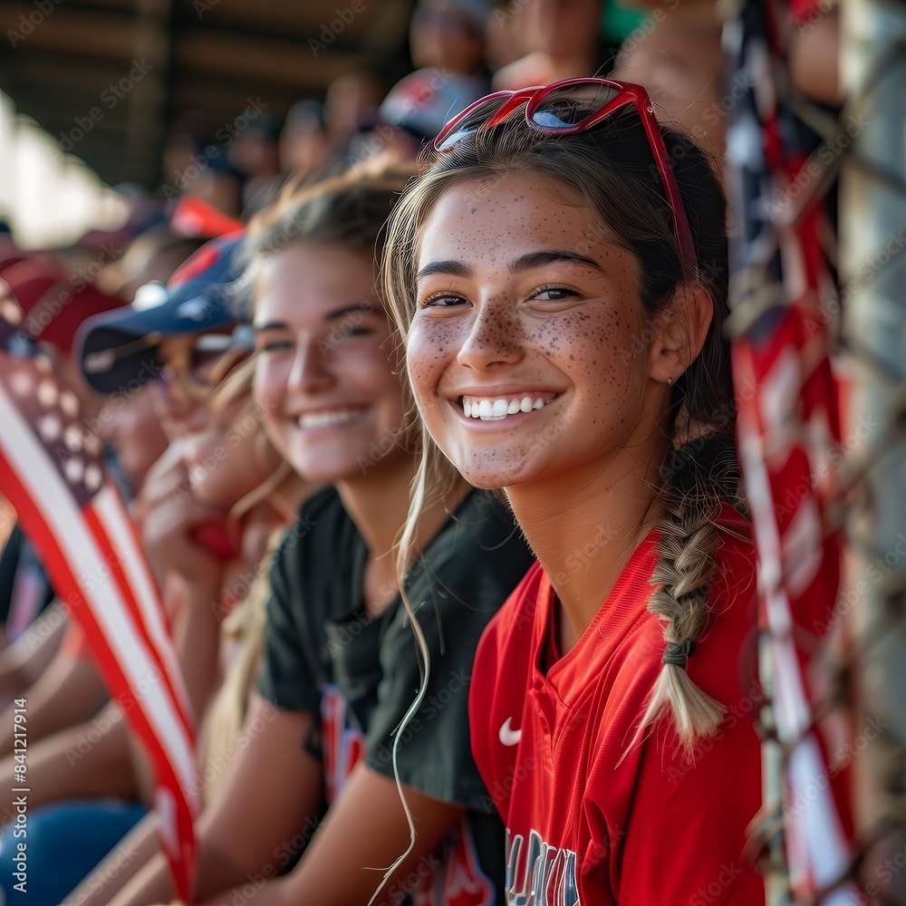 A group of friends playing softball with American  57
