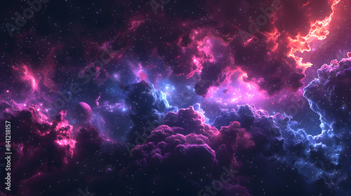 science fiction wallpaper. Beauty of deep space. Colorful graphics for background, like water waves, clouds, night sky, universe, galaxy, Planets © master graphics 