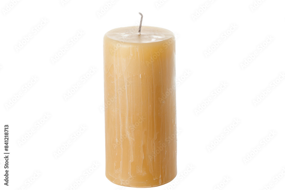 A tall, thin candle with a wick in the middle A tall, thin candle with a wick in the middle