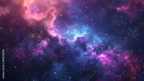Space background with stardust and shining stars. Realistic colorful cosmos with nebula and milky way © master graphics 