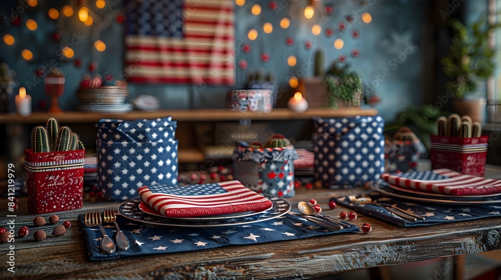 Patriotic American Flag Themed Napkins Plates and Tableware for 4th of July Party Independence Day Summer Barbecue Patriotic American Flag Themed Napkins Plates and Tableware for 4th of July Party Independence Day Summer Barbecue