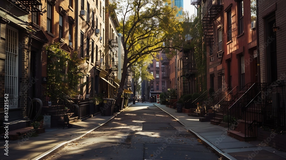 Famous Perry street in the West Village in the New York City : Generative AI