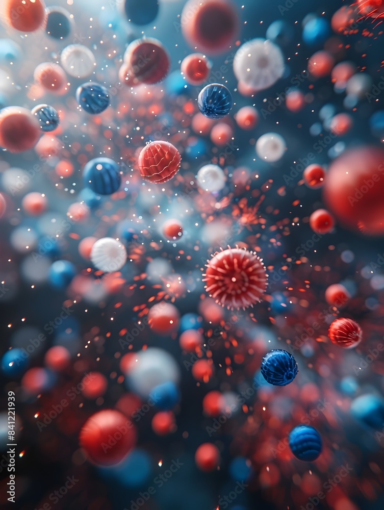 Vibrant and Patriotic Fireworks Shells Exploding in the Night Sky Vibrant and Patriotic Fireworks Shells Exploding in the Night Sky