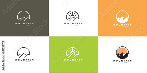 simple mountain logo, icon, vector, black and white