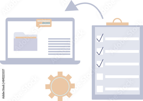 Checklist data converting into a folder in the laptop.