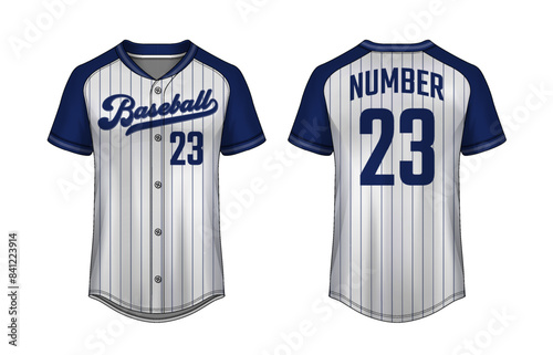 Baseball t-shirt design template, Sport jersey mockup. uniform front and back view.	