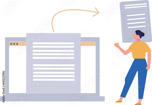 Girl is pointing to convert document file to text.
