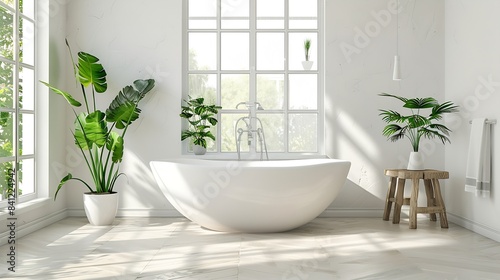 Clean and fresh bathroom with natural light   Generative AI