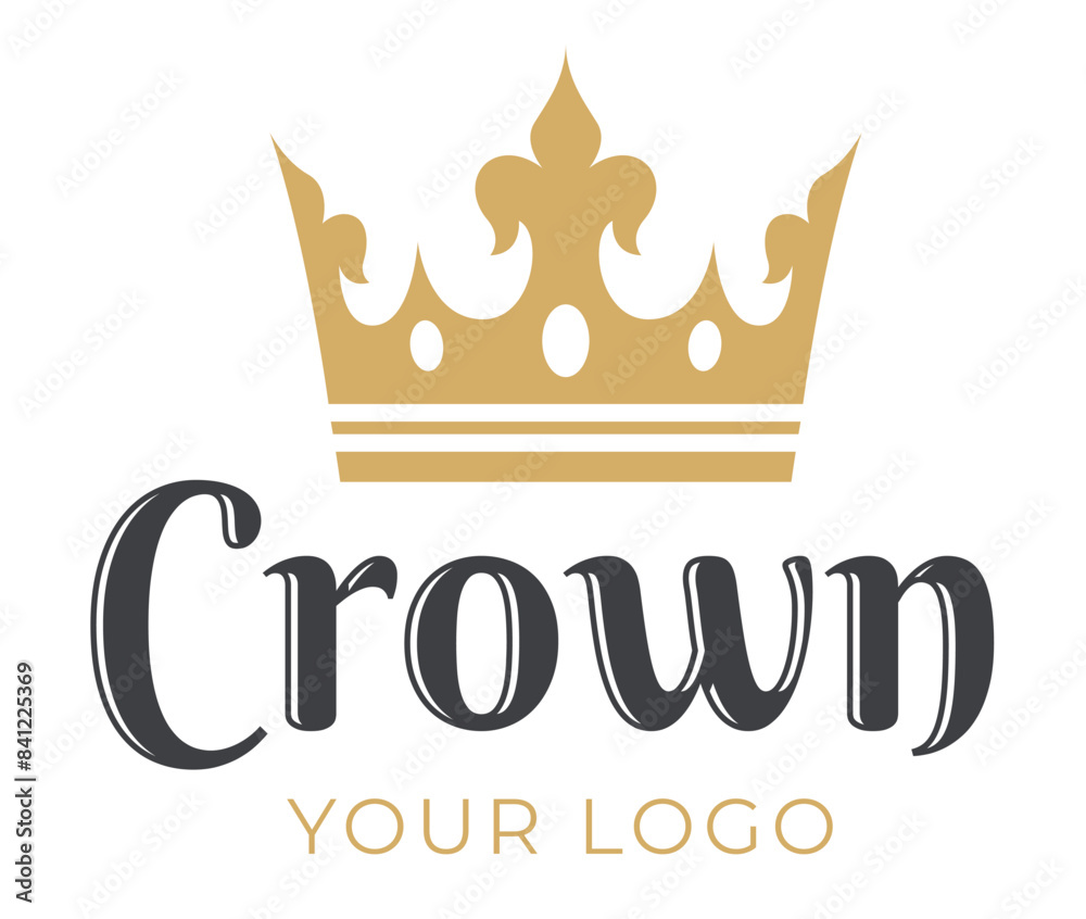 Golden silhouettes of crowns. Symbol of the rule of the power of wealth. Your company logo icons. Vector illustration Golden silhouettes of crowns. Symbol of the rule of the power of wealth. Your company logo icons. Vector illustration