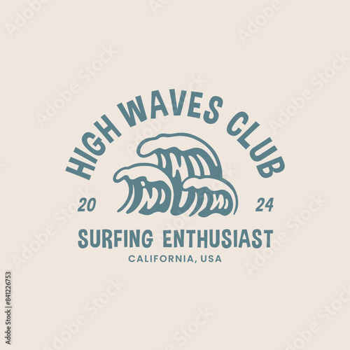 Vintage surf design template for surf club, surf shop, surf merch.