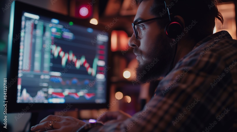 Future-Forward Finance: Man Utilizes Holographic Interface for Data Analysis, Propelling Profitable Investments Future-Forward Finance: Man Utilizes Holographic Interface for Data Analysis, Propelling Profitable Investments