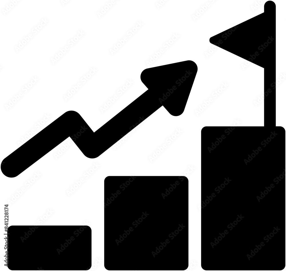 Increase graph, business target sales increasing, up arrow flat icon symbol Increase graph, business target sales increasing, up arrow flat icon symbol