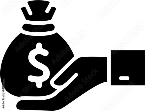 Hand holding money sack, borrow, financial, finance loan flat icon symbol