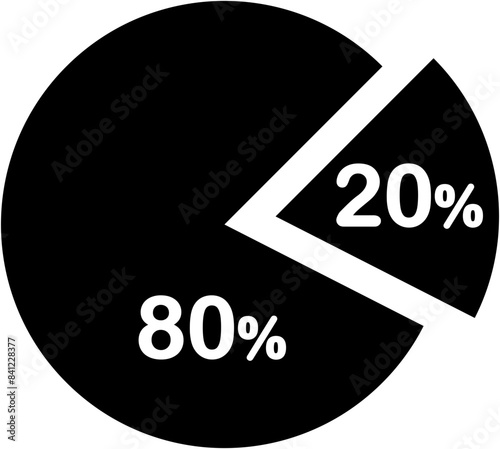 80% 20% Pareto principle pie chart flat icon symbol