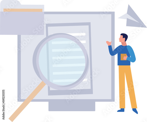 Boy showing folder sending on screen.