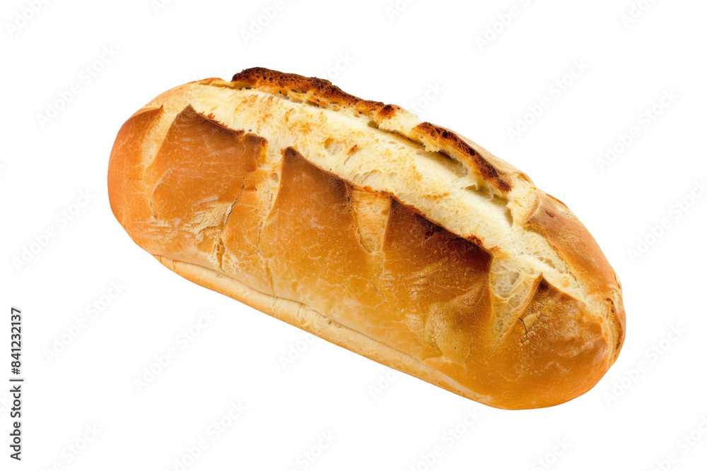 A long, crusty bread loaf with a burnt edge A long, crusty bread loaf with a burnt edge