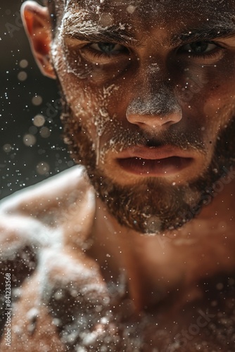 Close-up shot of a person s face covered in snow  great for winter or cold-weather themed projects