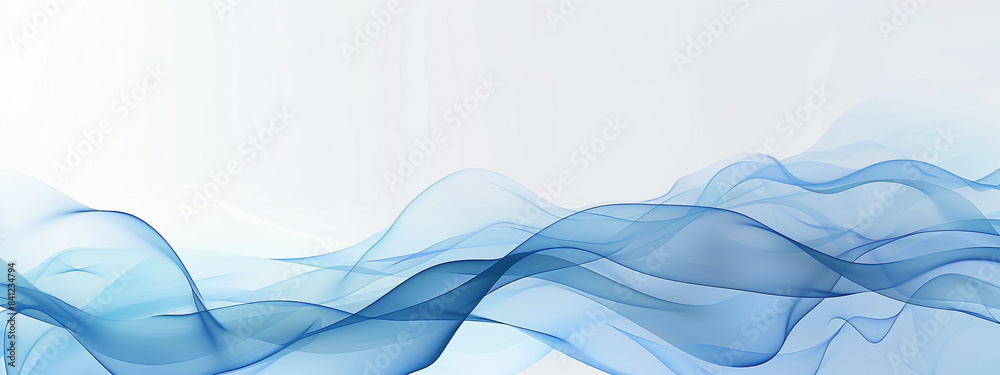 Obraz premium smoke blue wave white background.