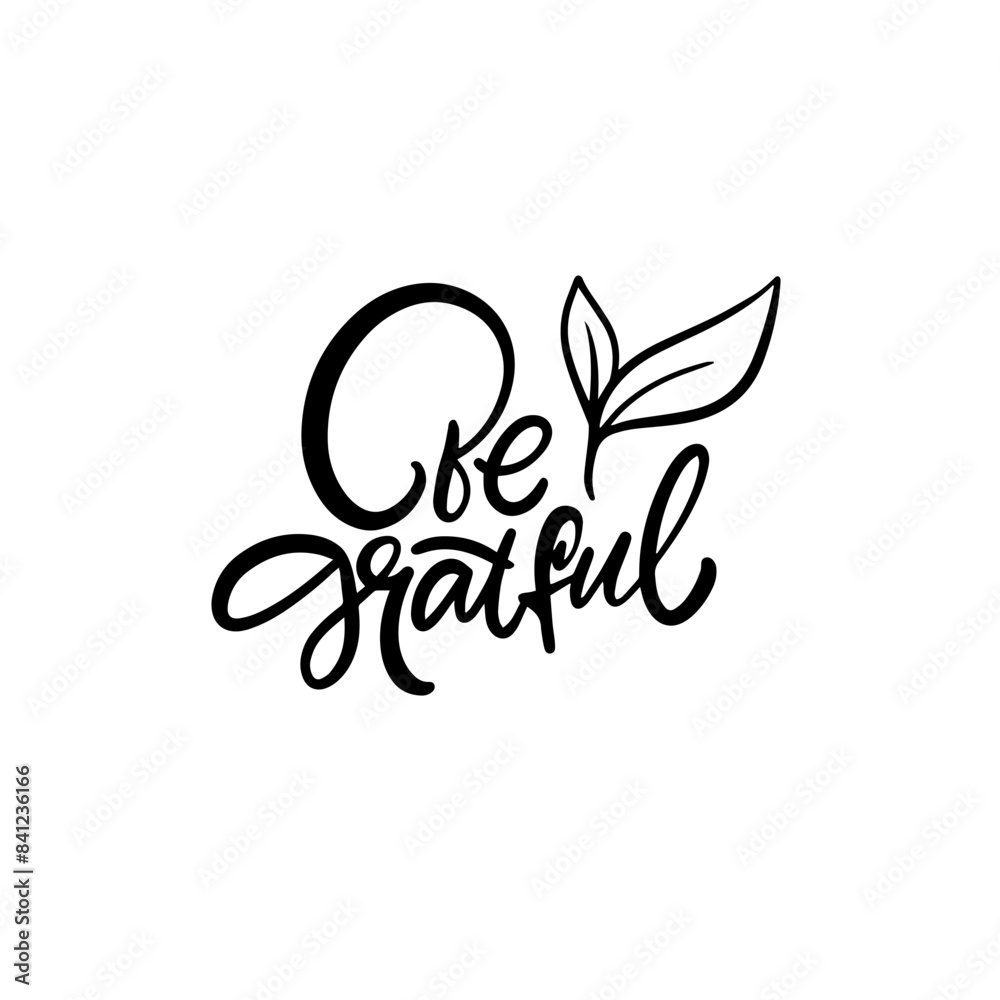 Grateful Handwritten Typography with Leaf Design, a motivational message of gratitude Grateful Handwritten Typography with Leaf Design, a motivational message of gratitude