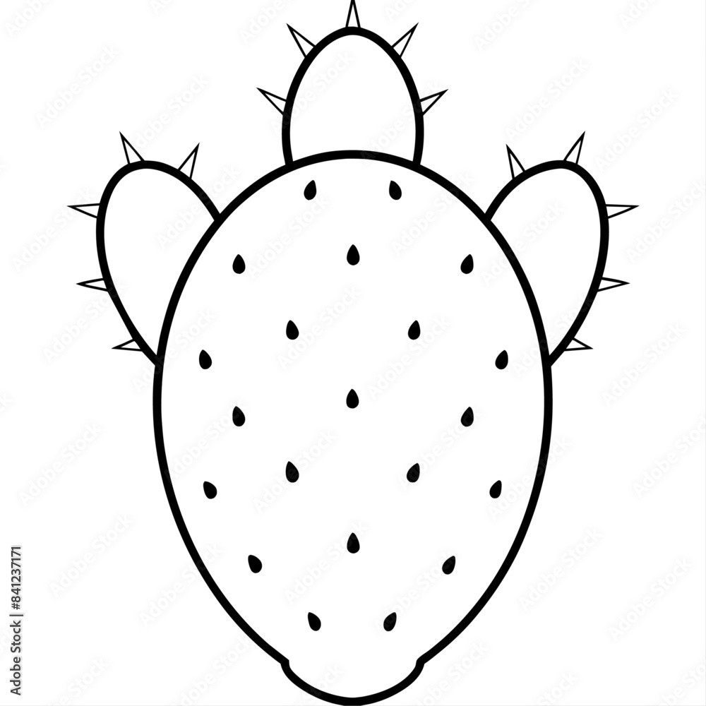 Prickly pear outline coloring book page line art drawing