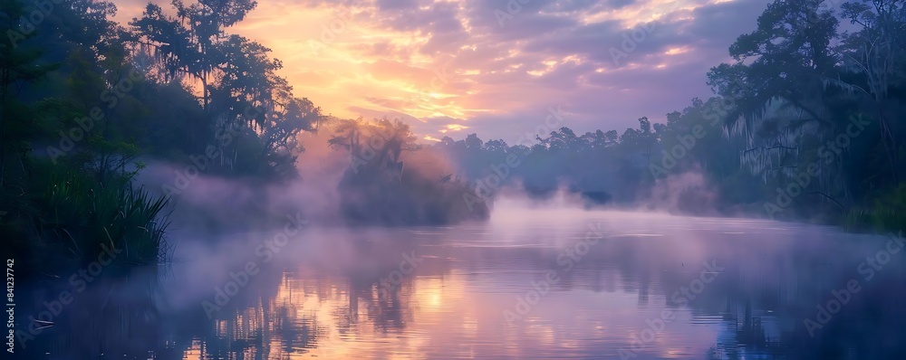 a serene lake surrounded by lush green trees under a clear blue sky, with a tall tree standing out in the foreground a serene lake surrounded by lush green trees under a clear blue sky, with a tall tree standing out in the foreground