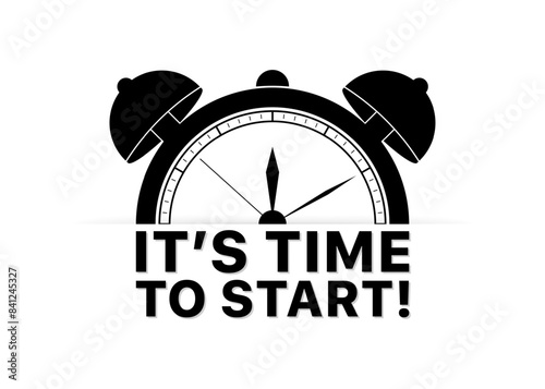 It`s time to start icon. Alarm Clock Icon. Silhouette Style. Vector icon.