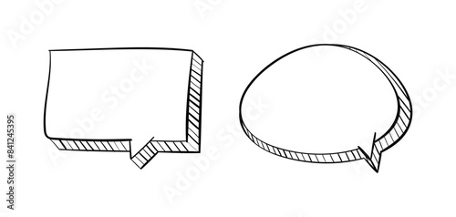 Message bubble mockup icons. Hand-drawn. Linear style. Vector icon