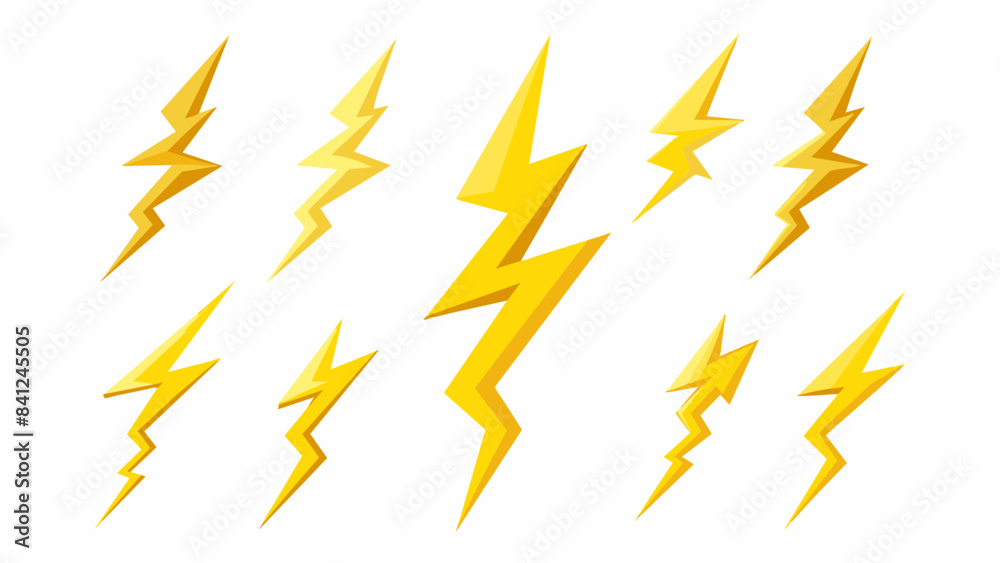 Collection of Lightning Bolt Vector Illustrations for Electrifying Designs, Set of Lightning Bolt