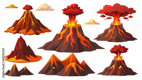 A Stunning Collection of Mountain Lava Vectors, Set of Lava