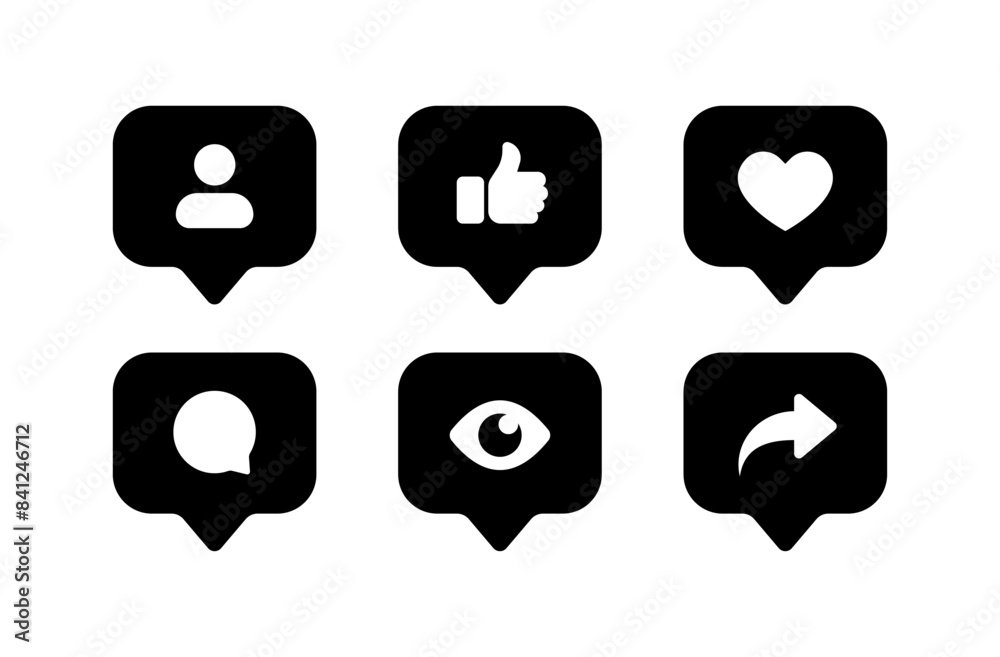 Message bubble set icons. Profile messages icons. Silhouette Style. Vector icons. Message bubble set icons. Profile messages icons. Silhouette Style. Vector icons.