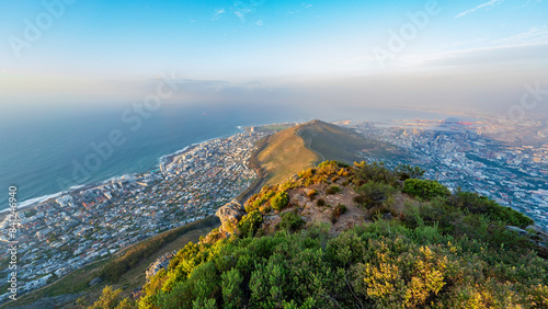 Panoramic view of Signal Hill with Sea Point on the left and Cape Town City Centre on the right, Cape Town, South Africa