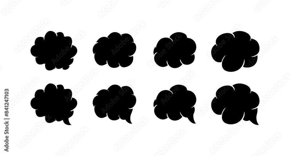 Obraz premium Cloud Thought Set Icons. Silhouette Style. Vector icons.