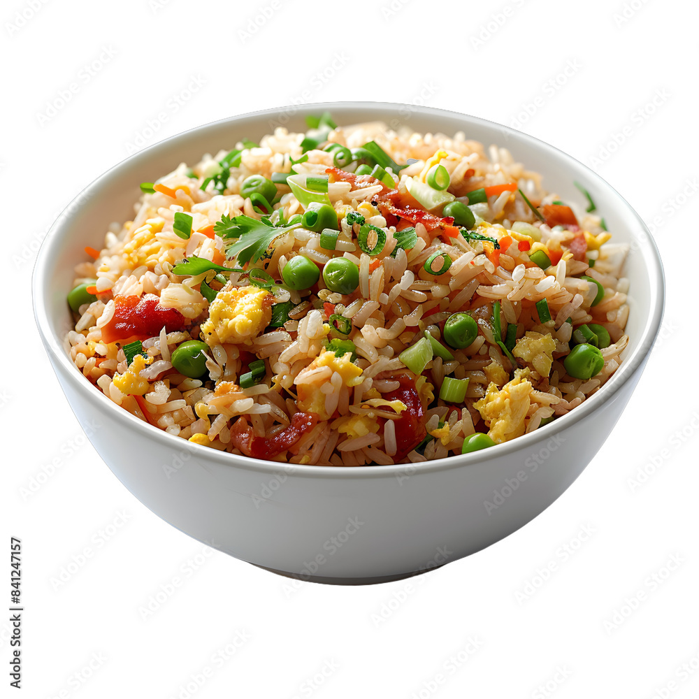 [Transparent Background PNG]fried rice in white bowl