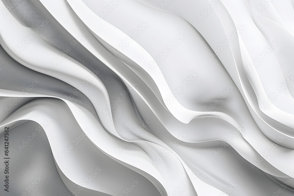 Obraz premium Abstract White Paper Flowing Curves Minimalist