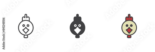Chicken, hen different style icon set
