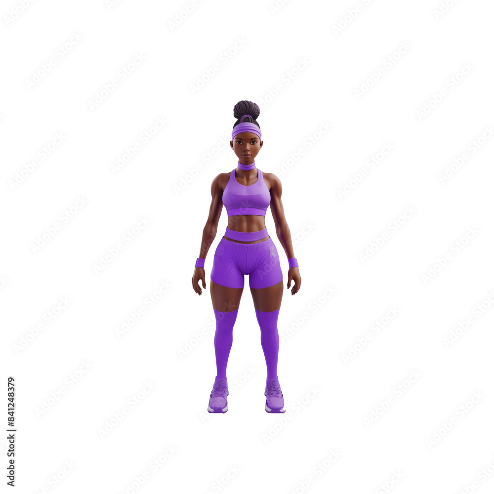 black female fitness character, transparent background black female fitness character, transparent background